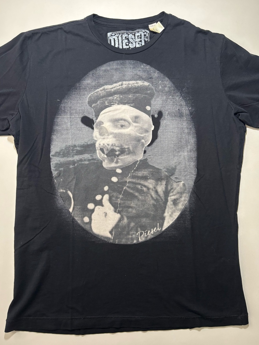 Diesel archived Black Graphic Skull Portrait Y2K shirt